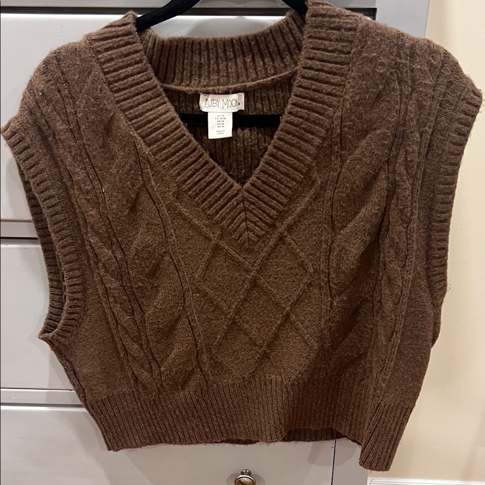 Brown Knit Sweater Vest